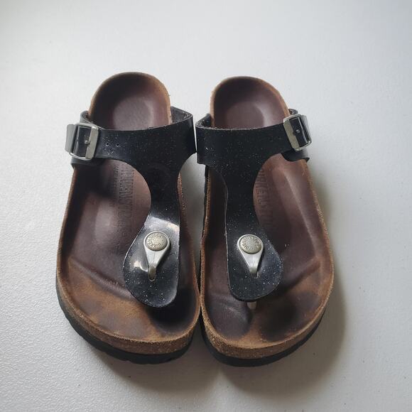 Birkenstock Sandals Womens Size 35 Black Gizeh Thong Cork Footbed Comfort - Picture 2 of 9